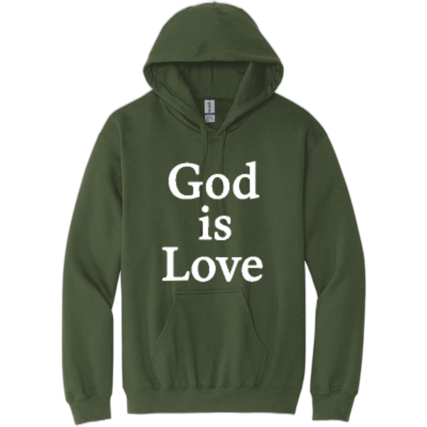 God is Love White Print Pullover Hooded Sweatshirt SF500